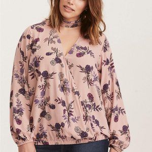 Torrid Chiffon Mock Neck Surplice Blouse